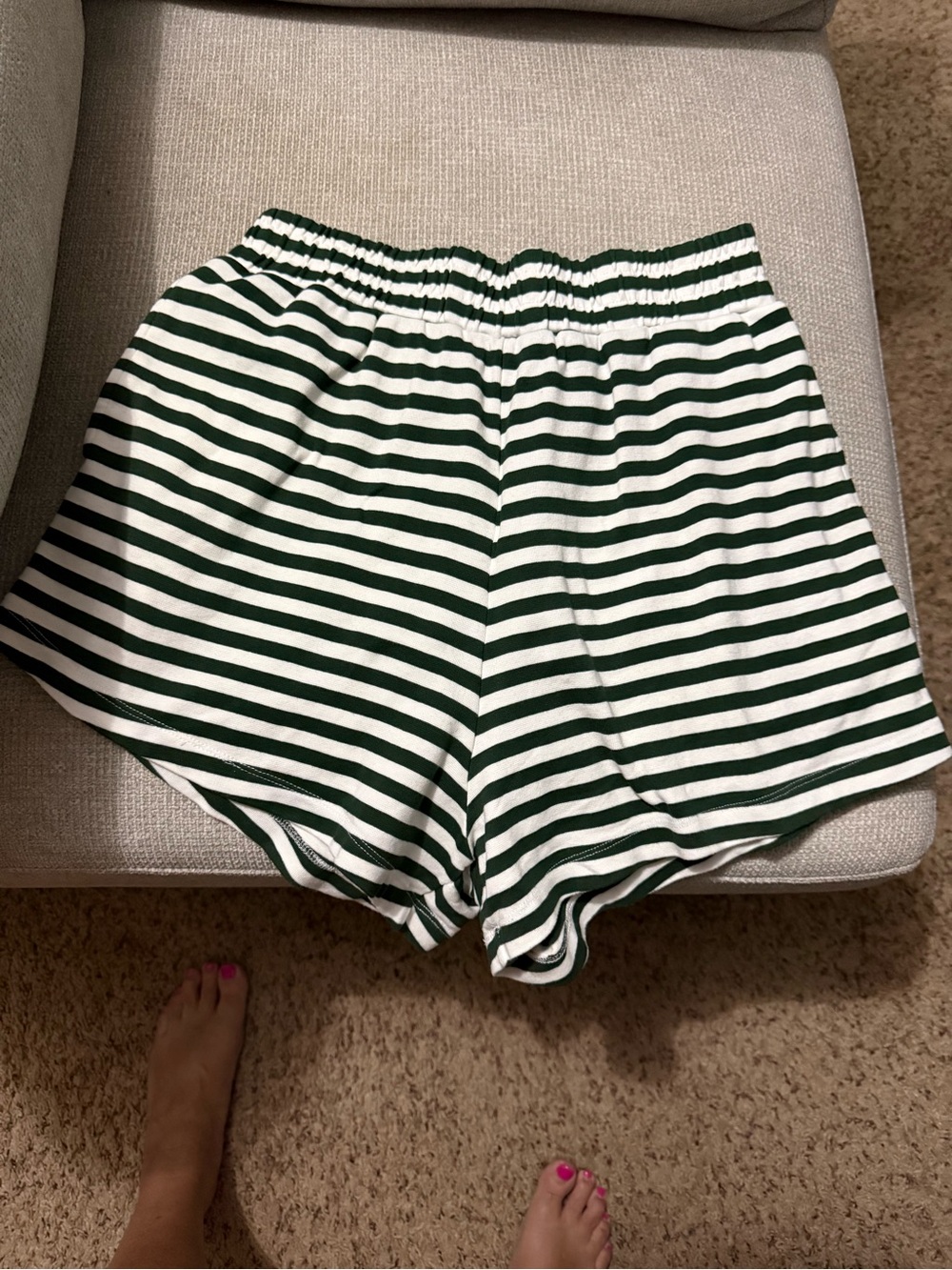 Daily Drills Green and White Striped Women’s Shorts